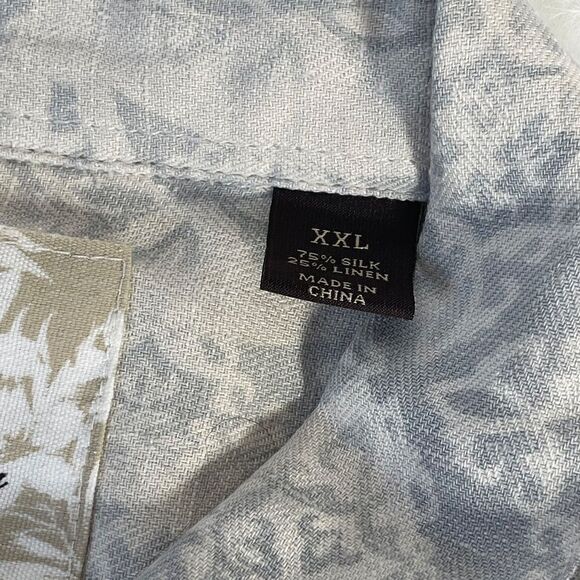 Tasso Elba Island Cream/Grey Silk/Linen Blend Shirt Sz XXL - Picture 5 of 5